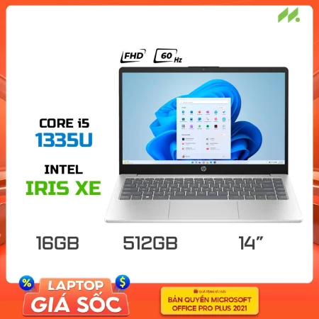 Laptop HP 14-ep0112TU 8C5L1PA (i5-1335U, Iris Xe Graphics, RAM 16GB DDR4, SSD 512GB, 14 Inch FHD 60Hz)