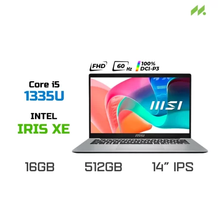 Laptop MSI Modern 14 F13MG-027VN (i5-1335U, Iris Xe Graphics, Ram 16GB DDR4, SSD 512GB, 14 Inch IPS FHD)
